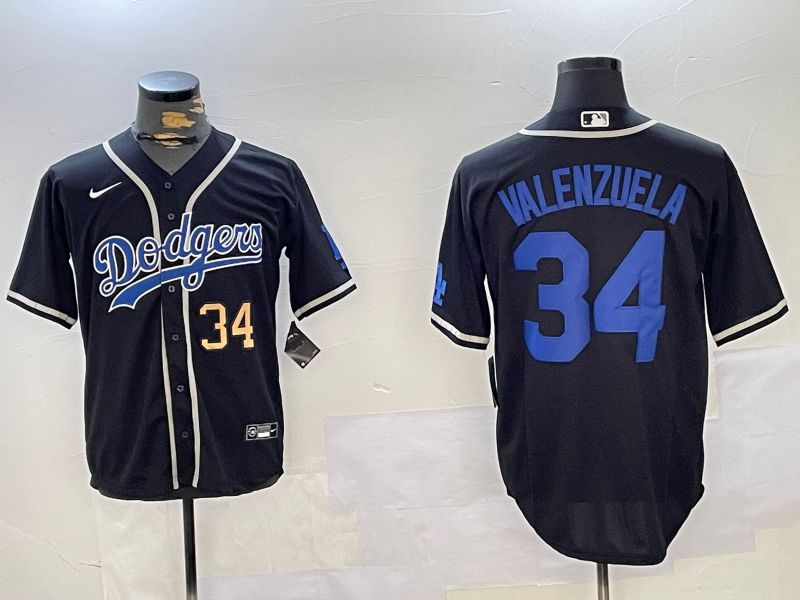 Men Los Angeles Dodgers #34 Valenzuela Black Game 2024 Nike MLB Jersey style 11204